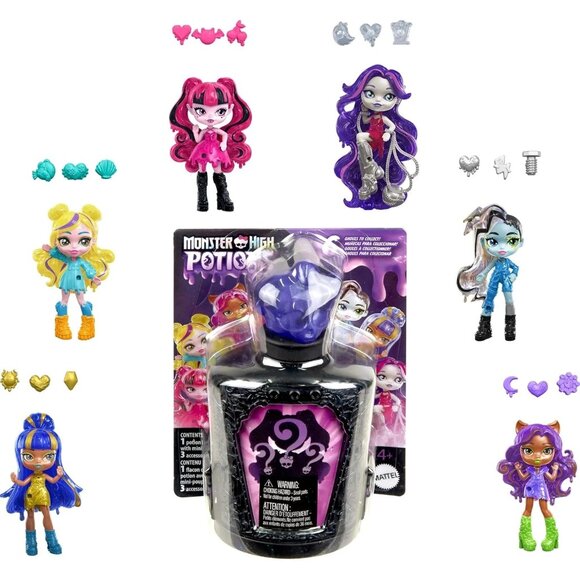 NEW! Monster High Fright Size Potions Mini Dolls 3 Inch Lot Of 3 Blind Packs - Picture 1 of 6